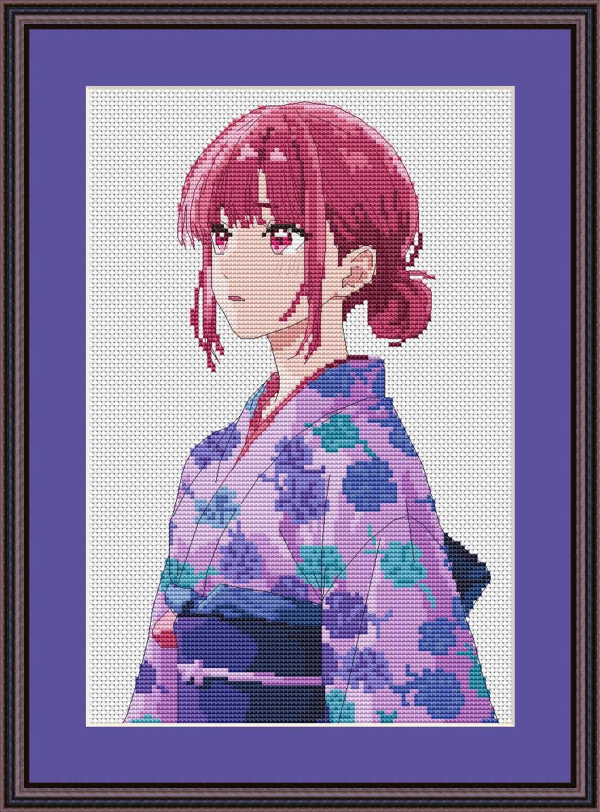 Anime Cross Stitch Pattern Blue Box Digital PDF, XSD Chart Manga Fan Art