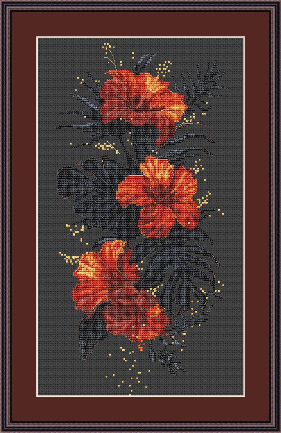 Cross Stitch Pattern Fantasy Flowers Digital PDF, XSD Chart Art Design