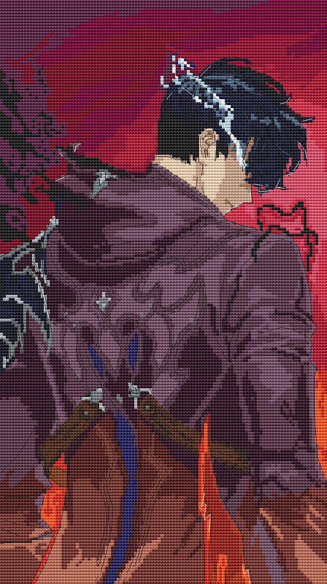 Anime Style Cross Stitch Pattern Digital PDF Chart Manga Fan Art Design Instant Download