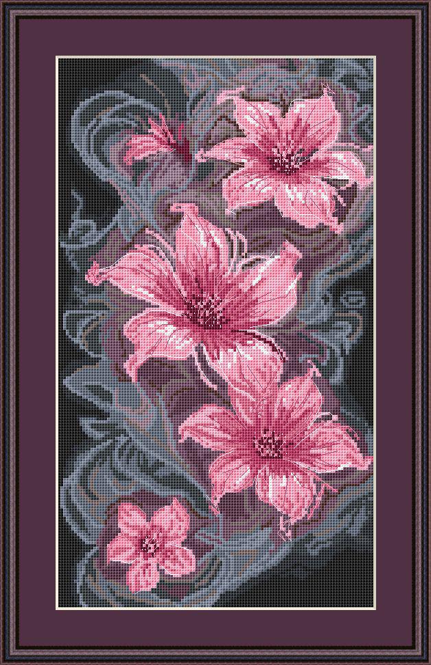 Cross Stitch Pattern Fantasy Flowers Digital PDF, XSD Chart Art Design