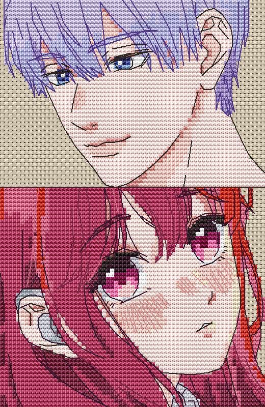 Anime Cross Stitch Pattern A sing of Aff Digital PDF Fan Art Design