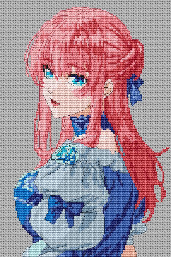 Anime Cross Stitch Pattern Rishe 7 times loop Digital PDF,XSD Fan Art Design