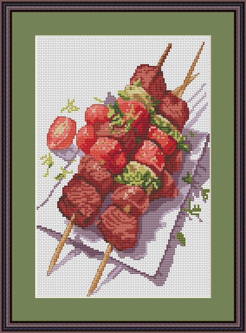 Cross Stitch Pattern Kebab Digital PDF, XSD Chart Art Design