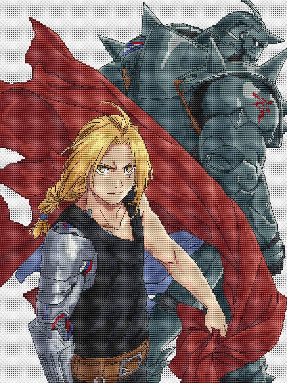 Anime Boys Cross Stitch Pattern Alphonse, Edward Digital PDF,XSD Chart Fan Art