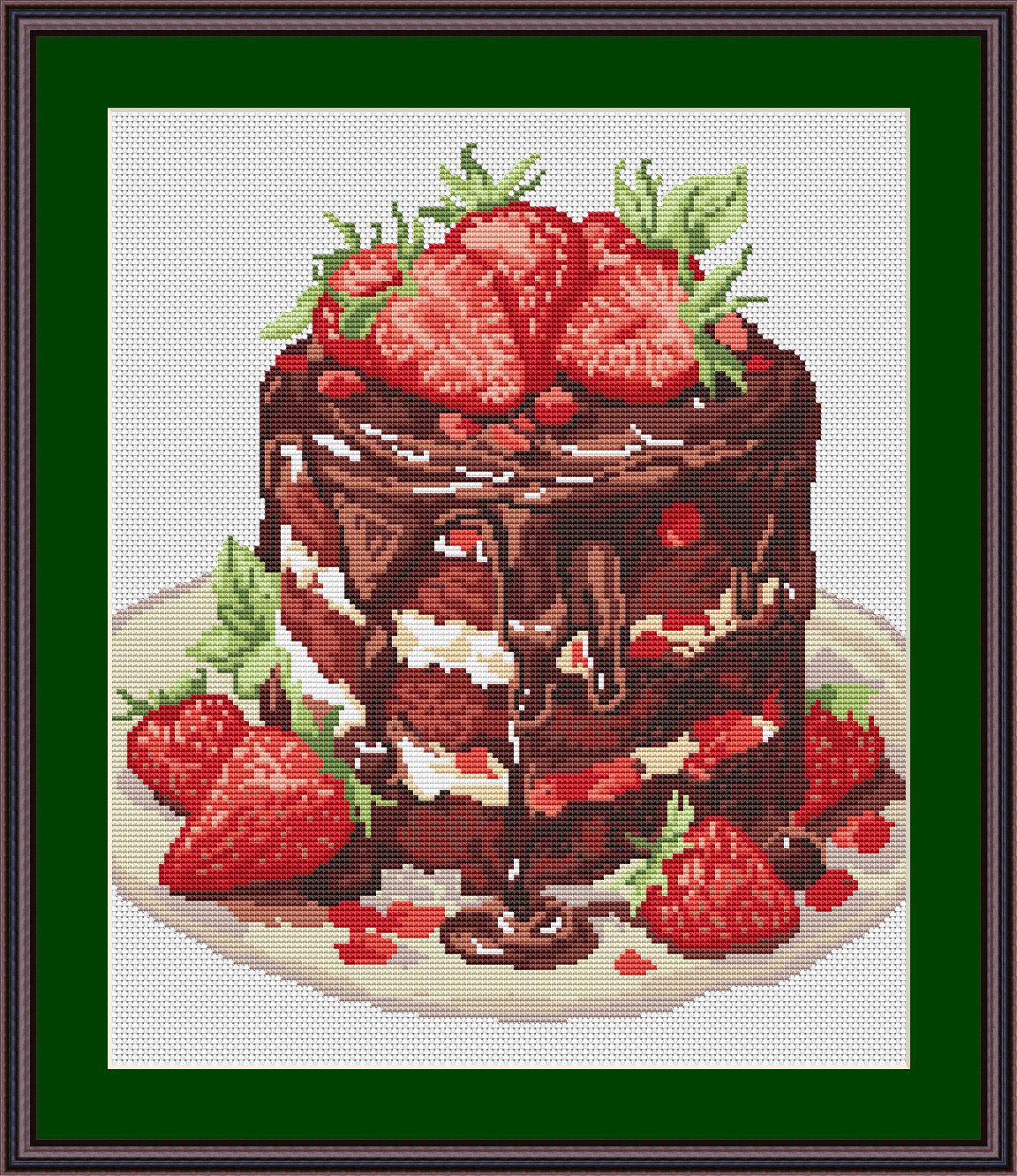 Cross Stitch Pattern Cake Digital PDF, XSD Chart Art Design