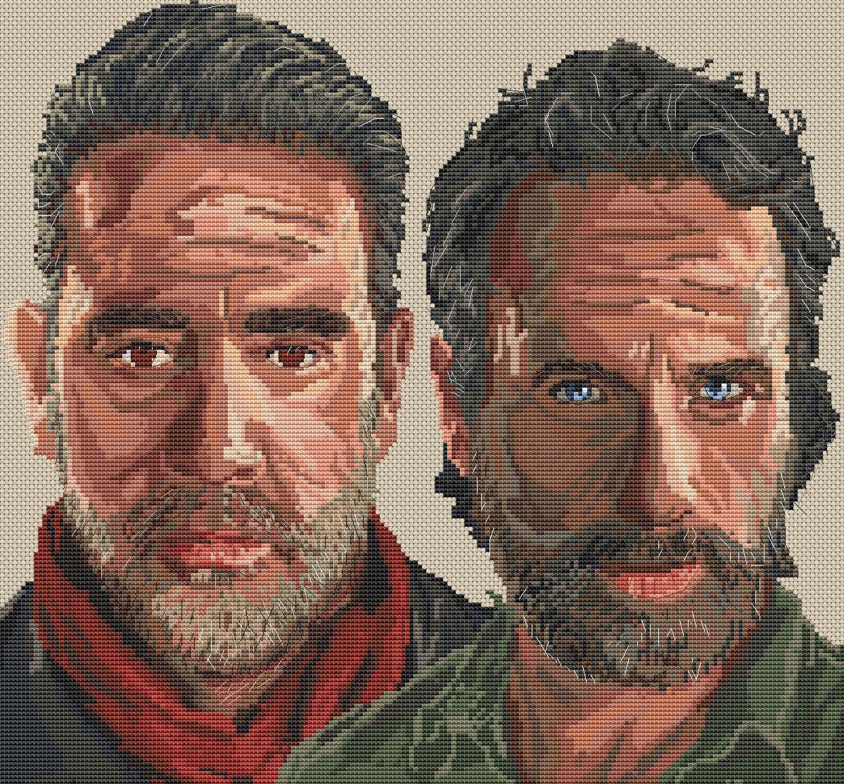 Cross Stitch Pattern Digital PDF Chart Fan Art Rick Grimes & Negan