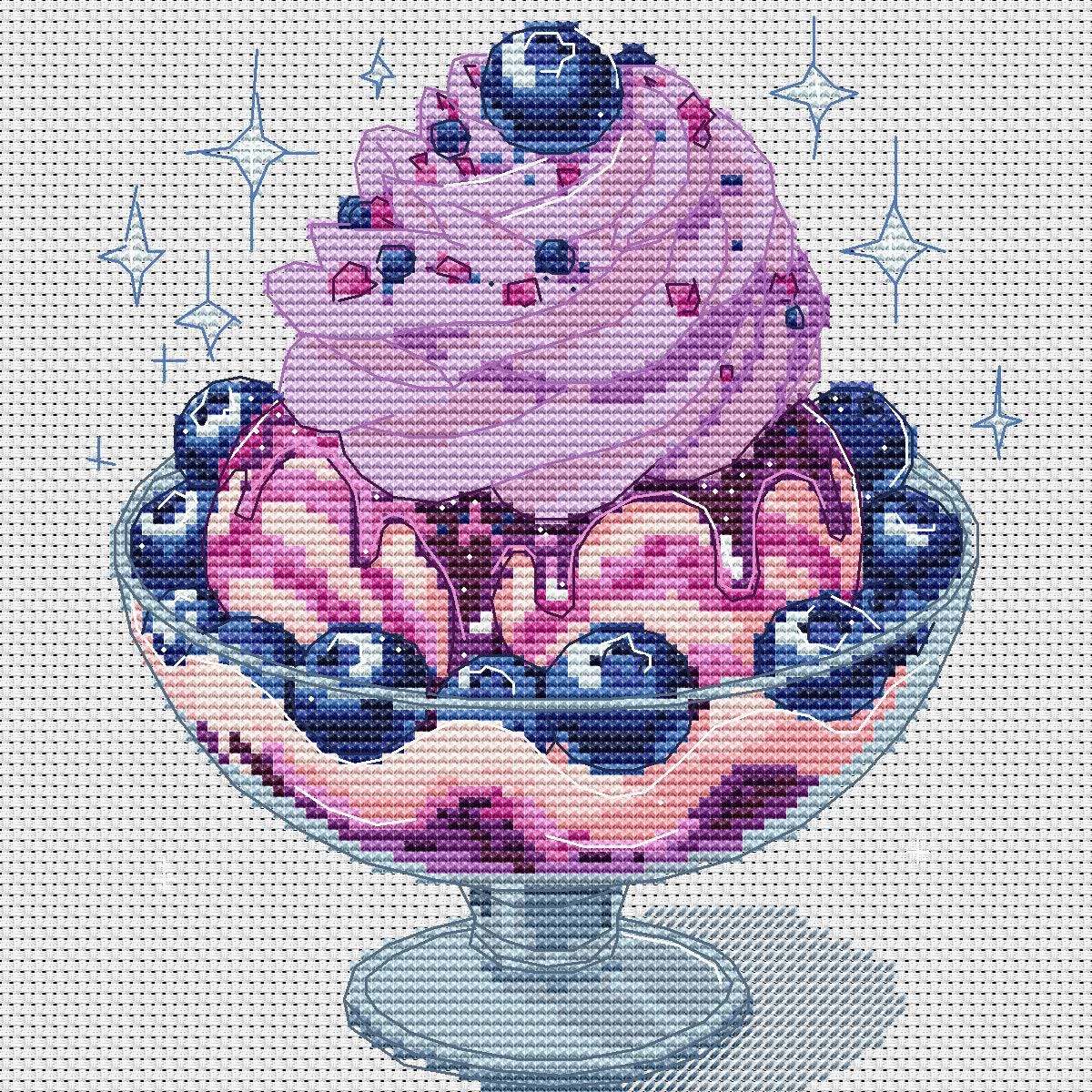 Cross Stitch Pattern Ice Cream Digital PDF Chart Art Design
