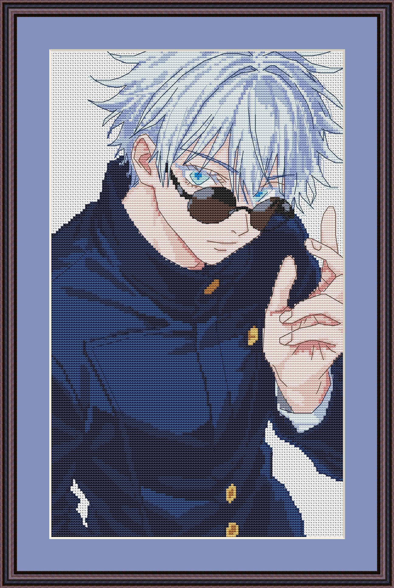 Anime Boy Cross Stitch Pattern Gojo Digital PDF,XSD Chart Fan Art Design
