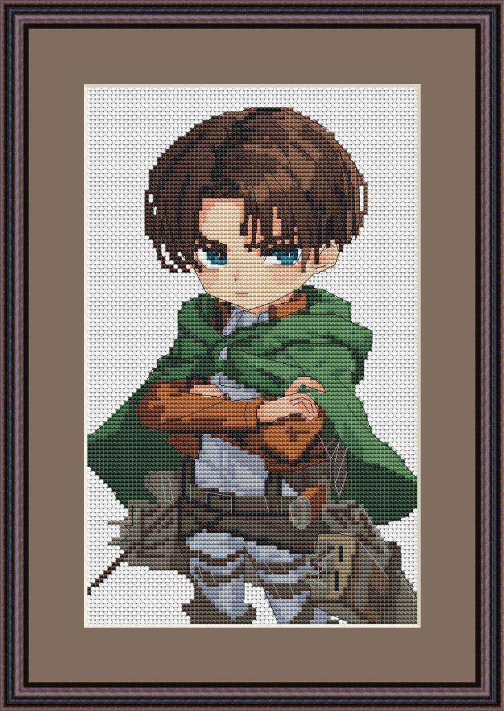 Anime Cross Stitch Pattern Levi A Digital PDF, XSD Chart Manga Fan Art