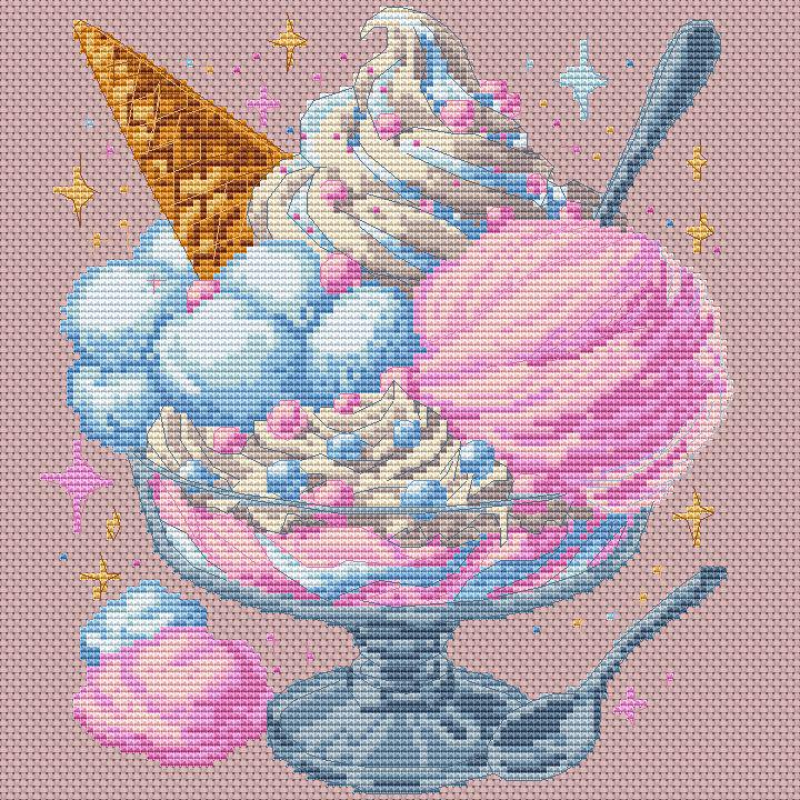 Cross Stitch Pattern Ice cream bubble gum Digital PDF,XSD Chart Art Design