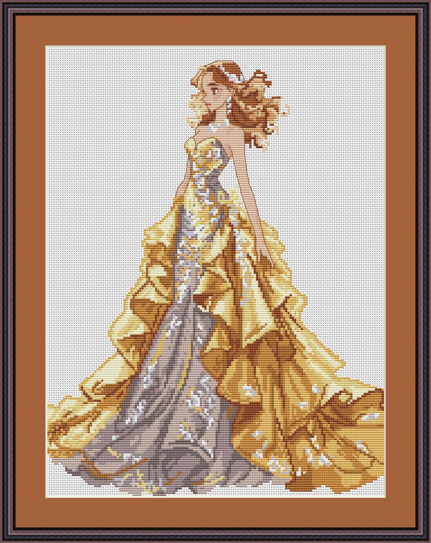 Ballroom Dress Cross Stitch Pattern Digital PDF, XSD Chart Art Design