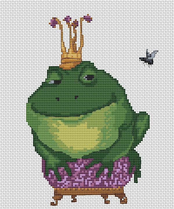 Cross Stitch Pattern Frog Prncss Digital PDF, XSD Chart Art Design