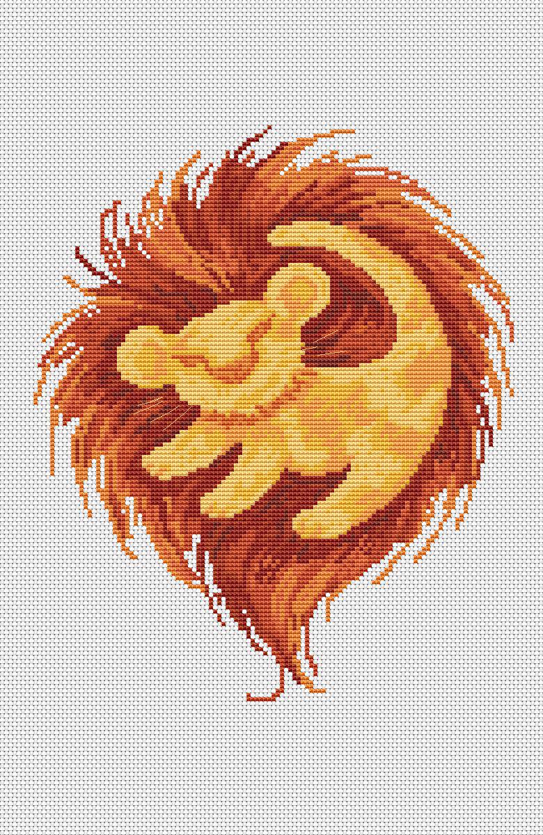 Cross Stitch Pattern Lion K Digital PDF, XSD Chart Art Design