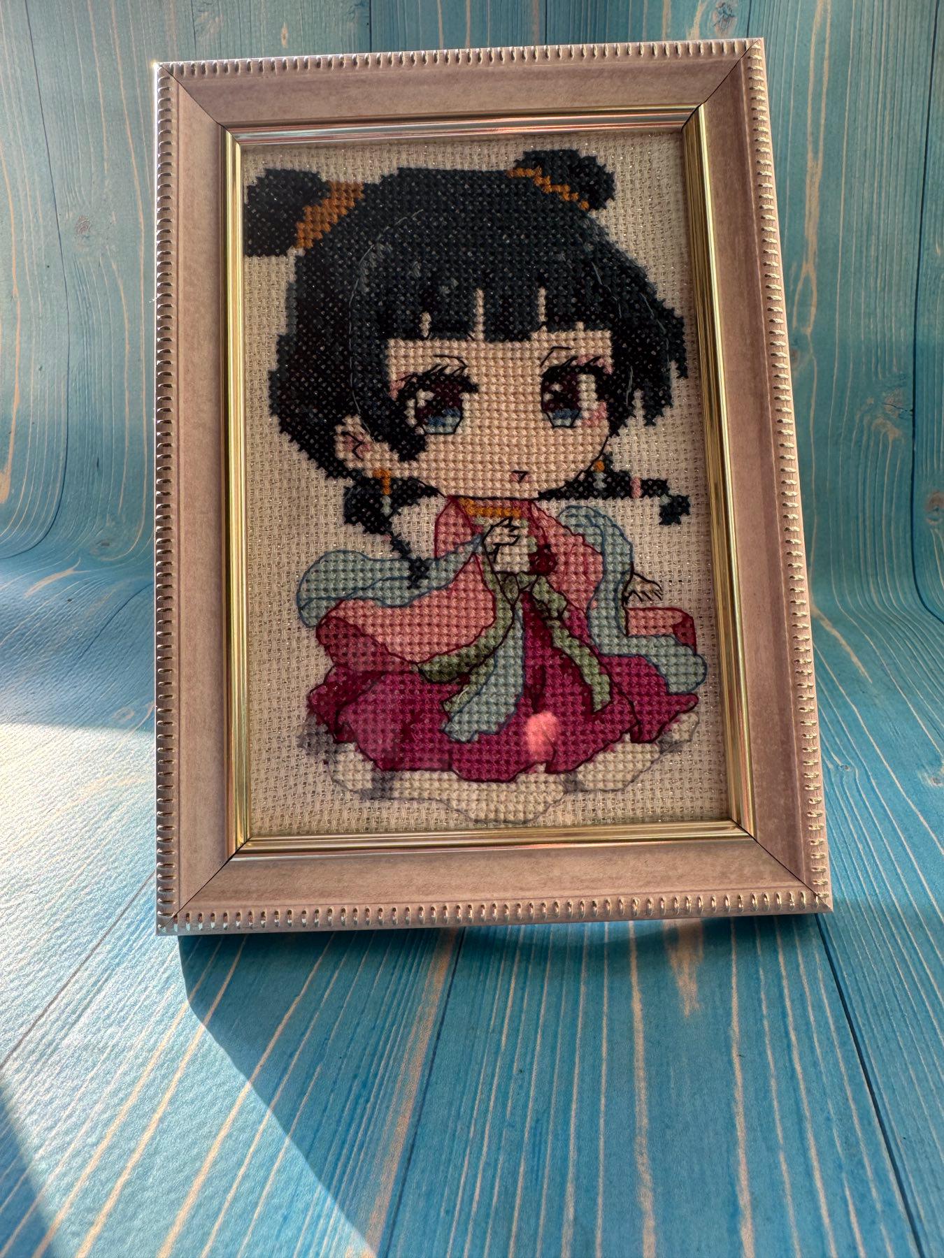 Handmade Anime Wooden Figure with Cross Stitch Apothecary diaries Mao Mao