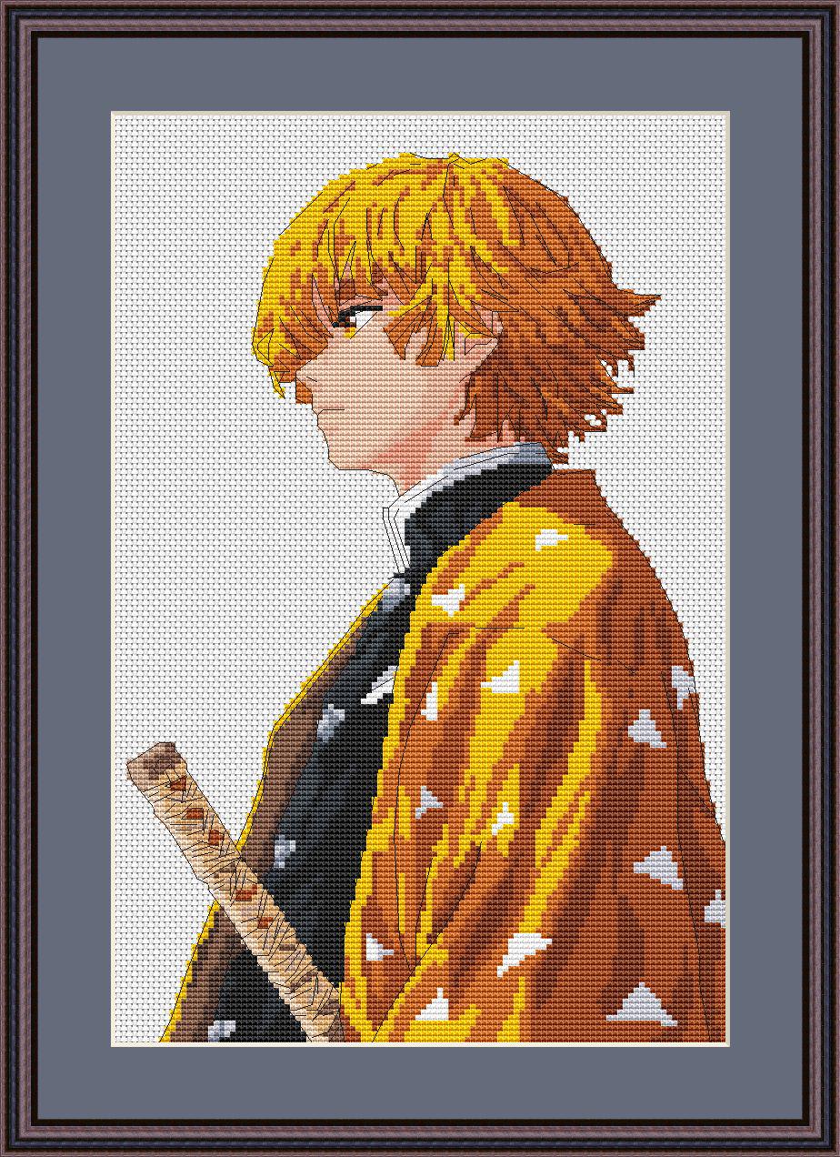 Anime Cross Stitch Pattern Zenitsu Digital PDF,XSD Chart Fan Art Design