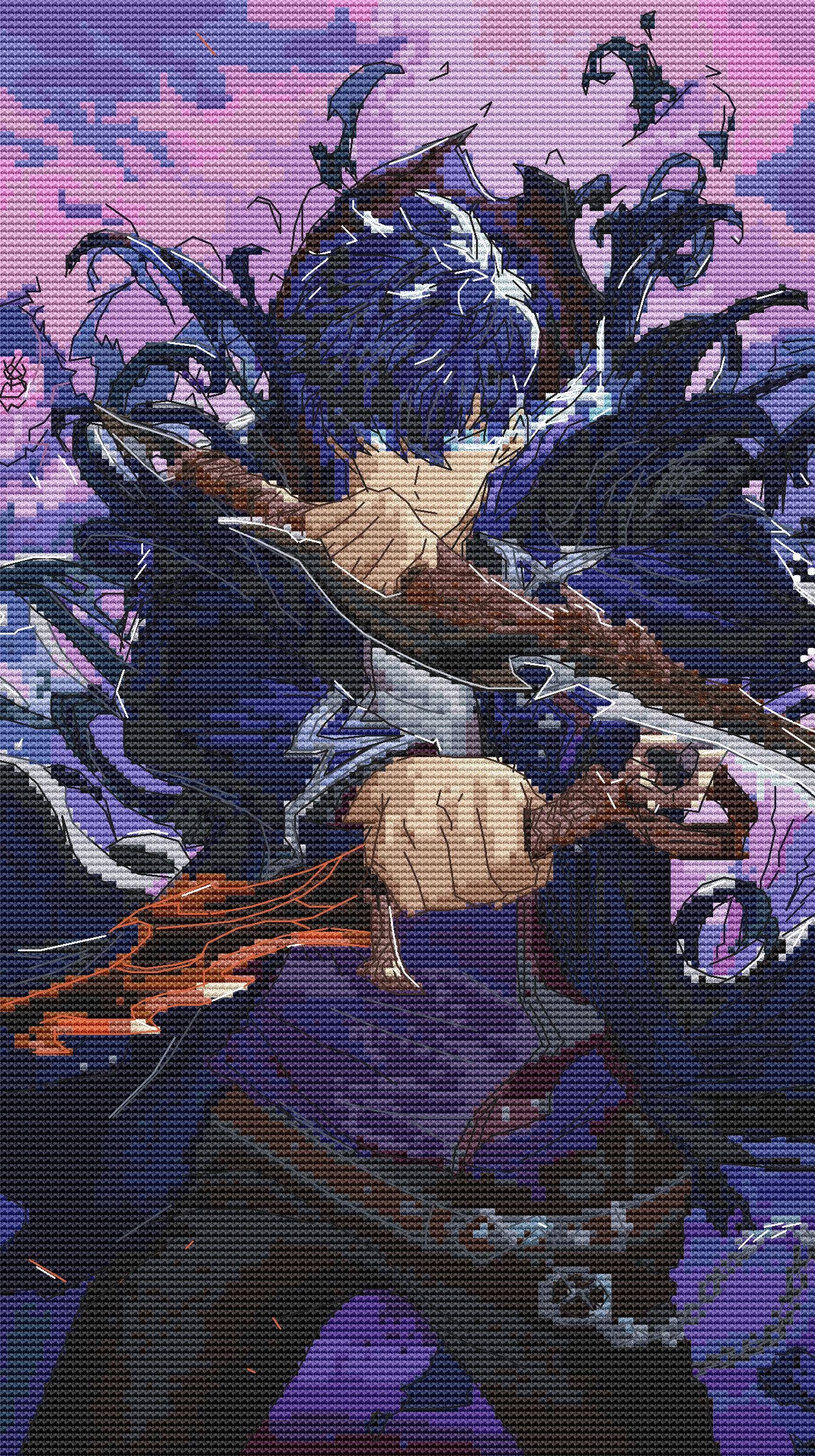 Anime Style Cross Stitch Pattern Digital PDF Chart Manga Fan Art Design Instant Download