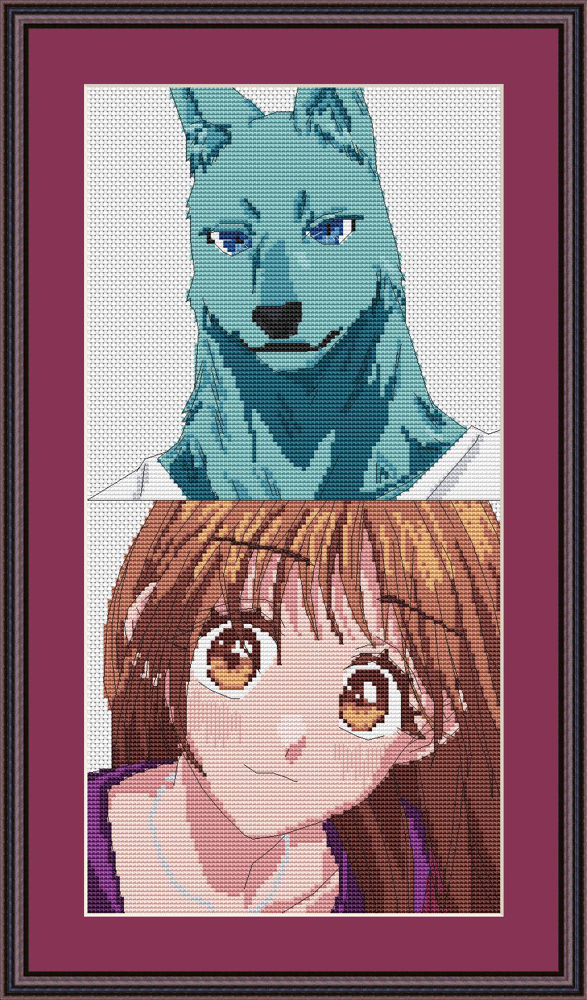 Anime Couple Cross Stitch Pattern Digital PDF, XSD Chart Manga Fan Art Design