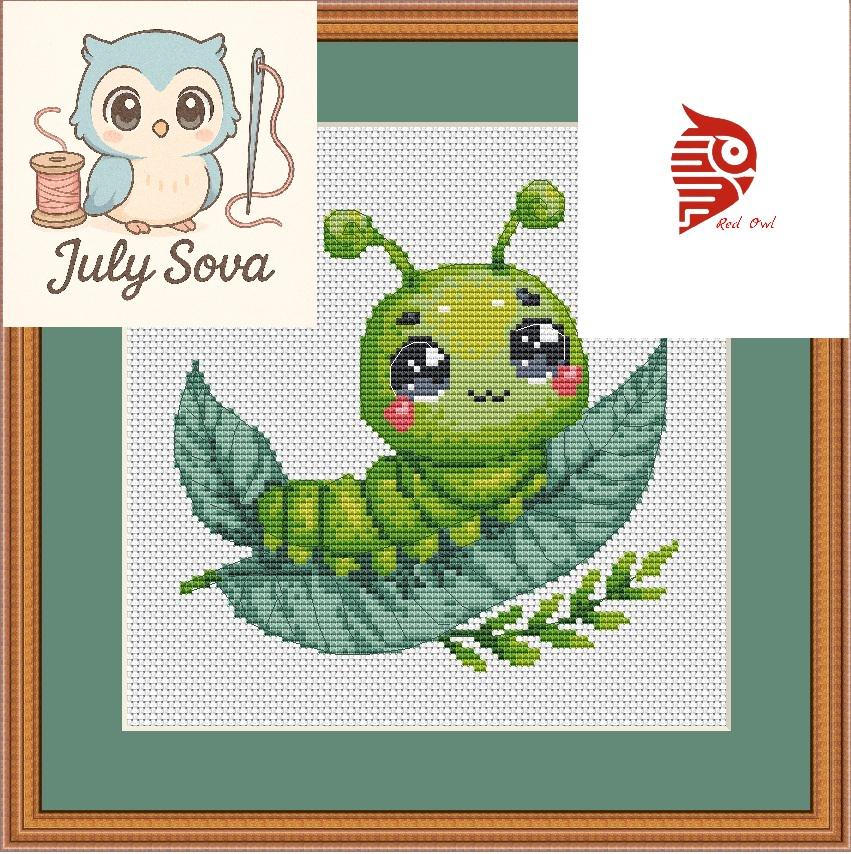 Cross Stitch Pattern Caterpillar Digital PDF, XSD Chart Art Design