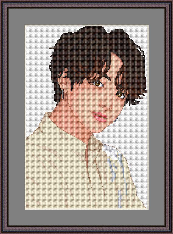 Cross Stitch Pattern Jungkook Digital PDF, XSD Chart Fan Art Design