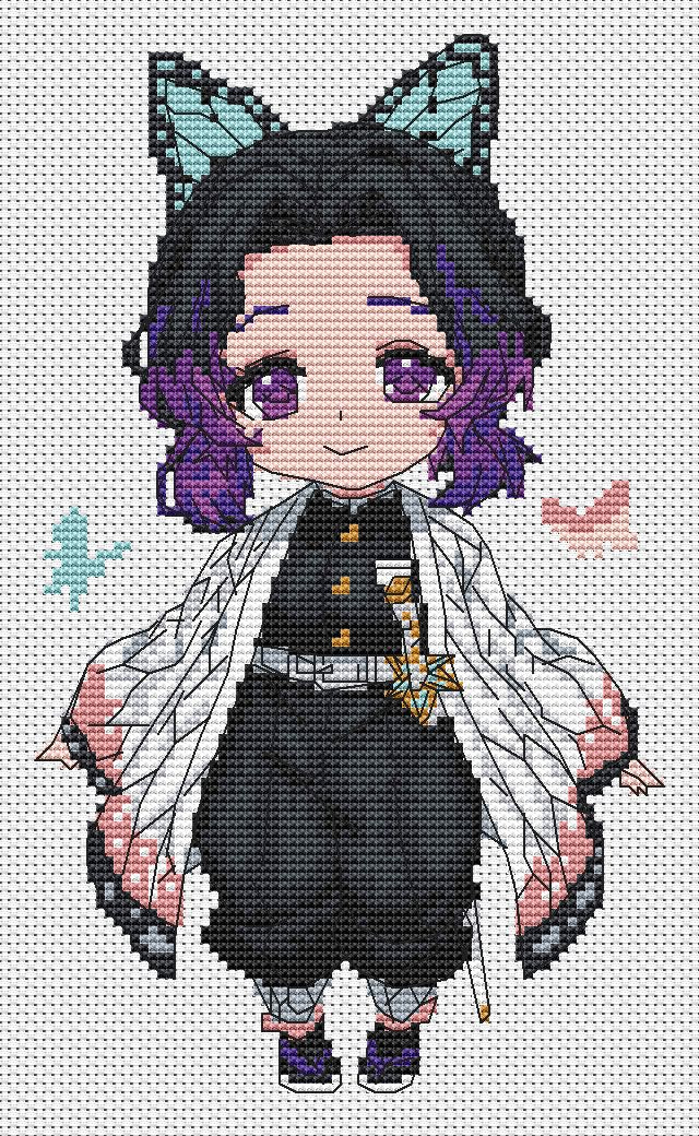 Anime Cross Stitch Pattern Kocho Digital PDF,XSD Chart Fan Art Design