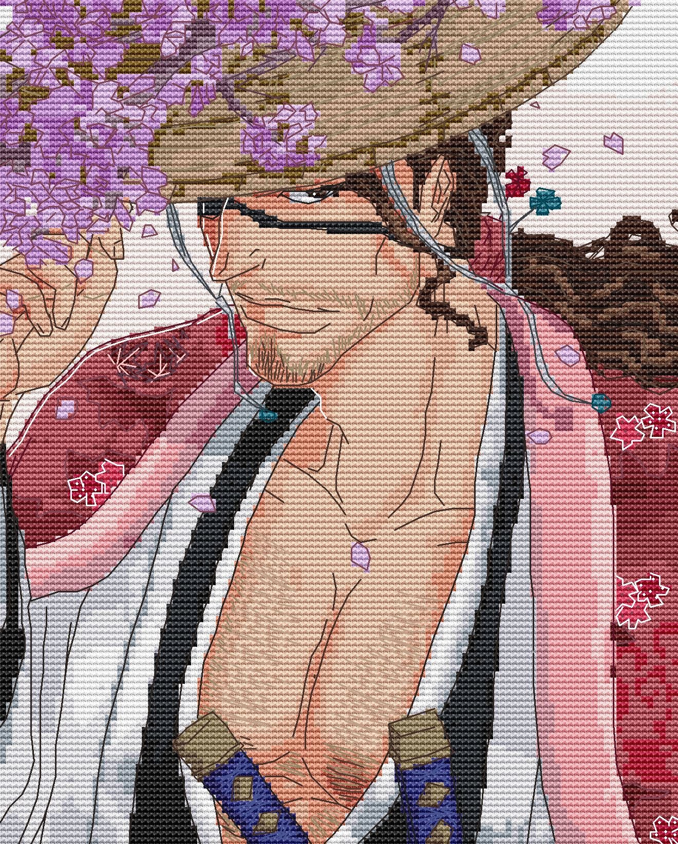 Anime Cross Stitch Pattern Kyoraku Digital PDF Chart Manga Fan Art