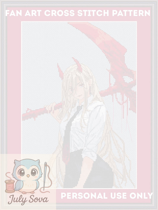 Patron de point de croix d'anime numérique PDF, tableau XSD Manga Fan Art