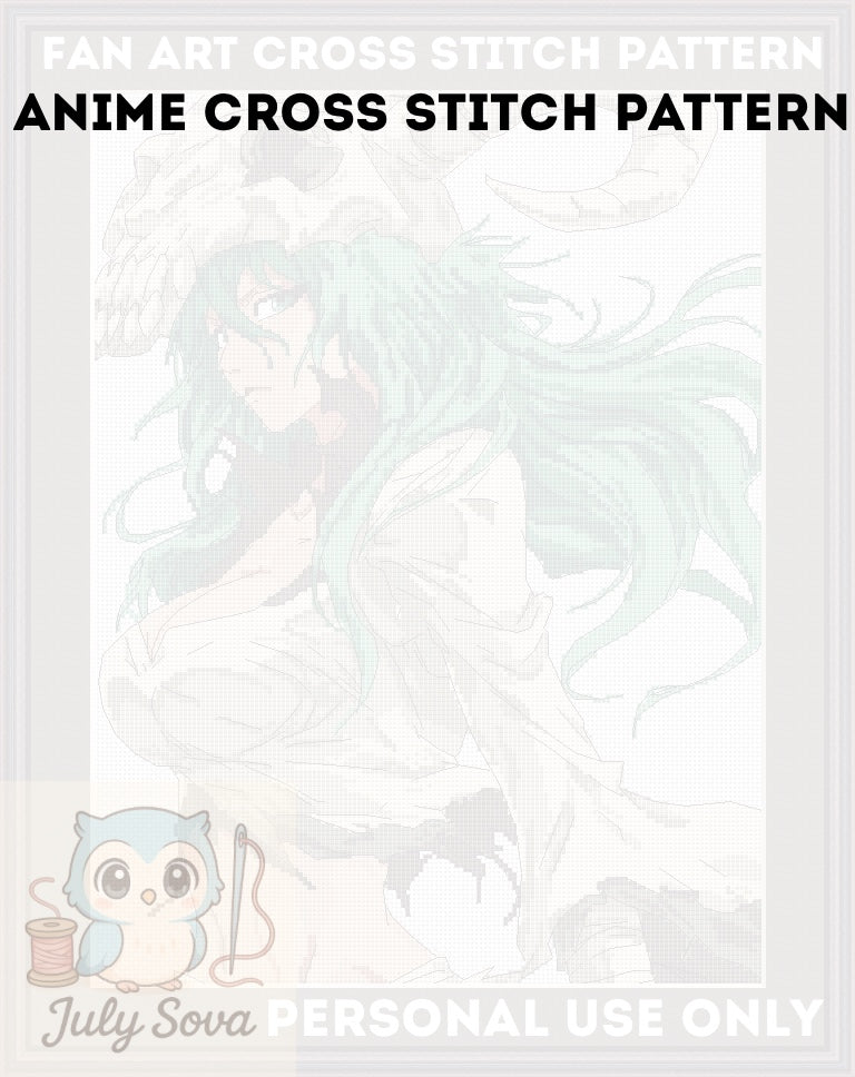 Modèle de point de croix Anime Neliel PDF numérique, grille XSD Manga Fan Art