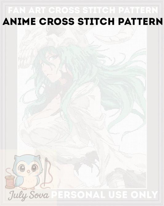 Modèle de point de croix Anime Neliel PDF numérique, grille XSD Manga Fan Art