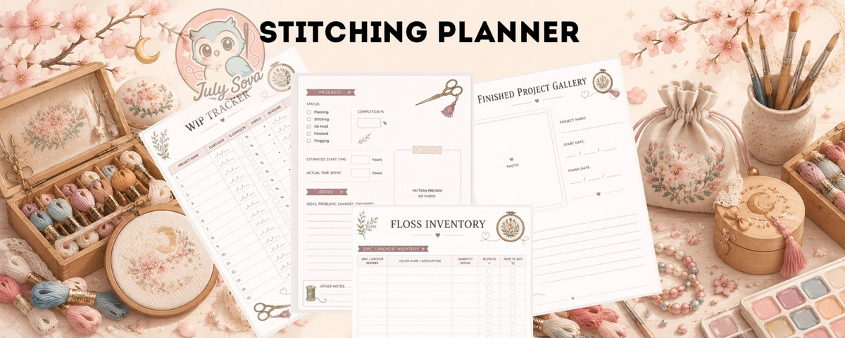 Cross Stitch Planner Printable | Embroidery Journal PDF | Stitching Project Planner | Floss Inventory | Needlework Planner