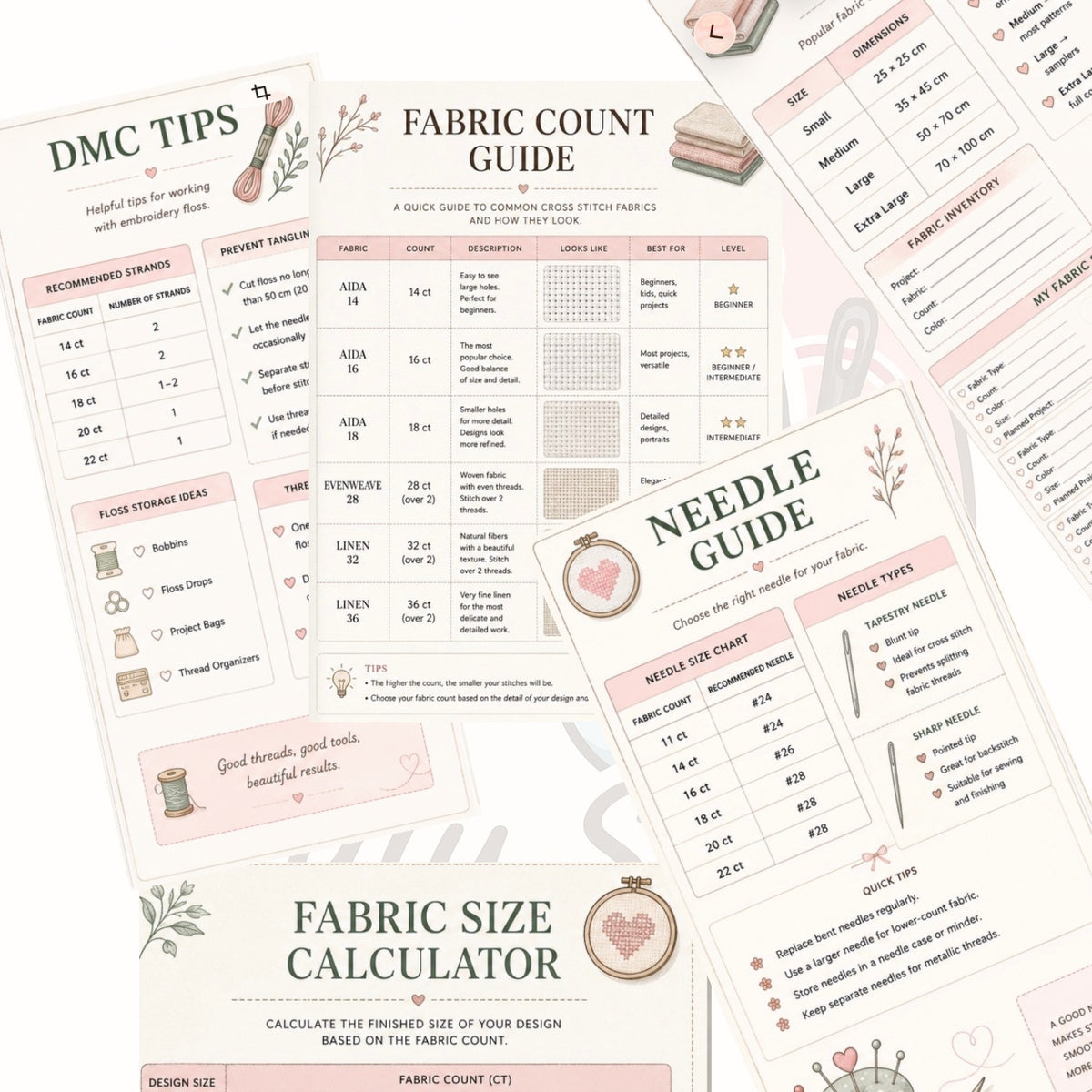 Cross Stitch Planner Printable | Embroidery Journal PDF | Stitching Project Planner | Floss Inventory | Needlework Planner