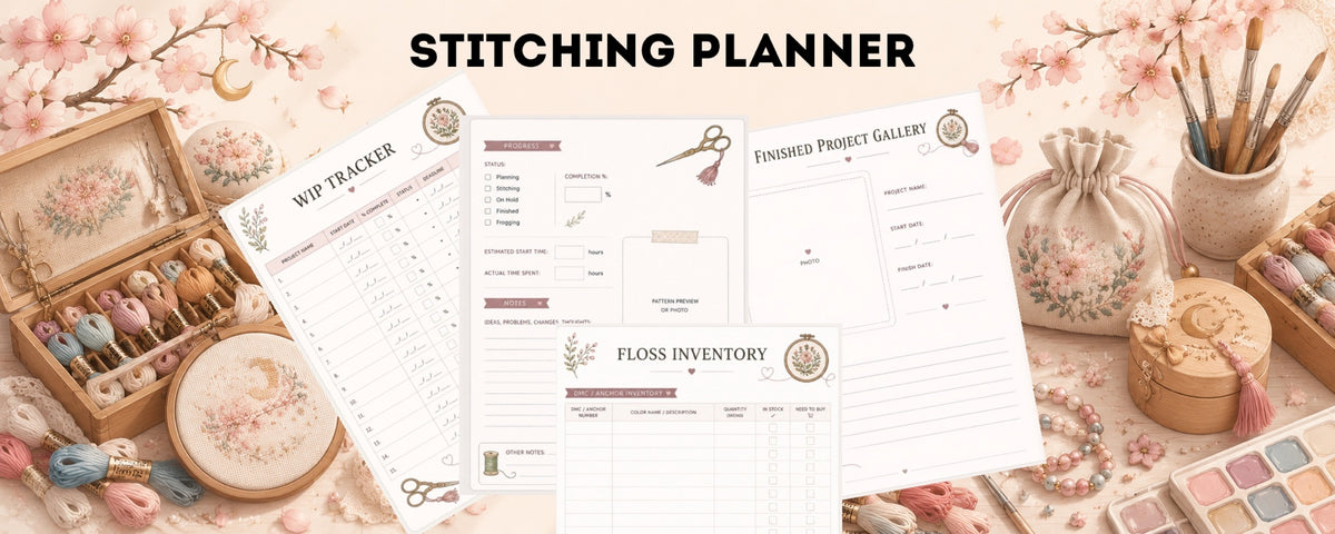 Cross Stitch Planner Printable | Embroidery Journal PDF | Stitching Project Planner | Floss Inventory | Needlework Planner