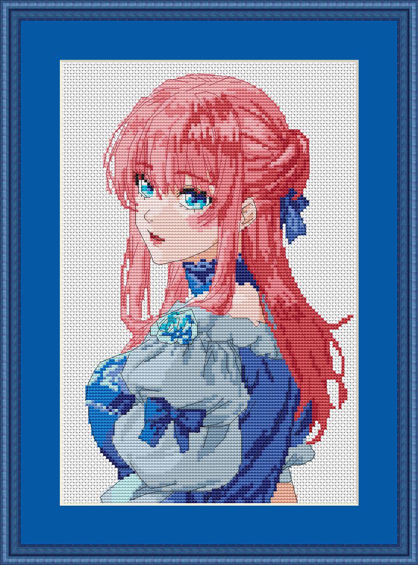 Anime Cross Stitch Pattern Rishe 7 times loop Digital PDF,XSD Fan Art Design