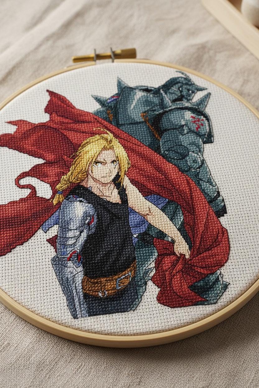 Anime Boys Cross Stitch Pattern Alphonse, Edward Digital PDF,XSD Chart Fan Art