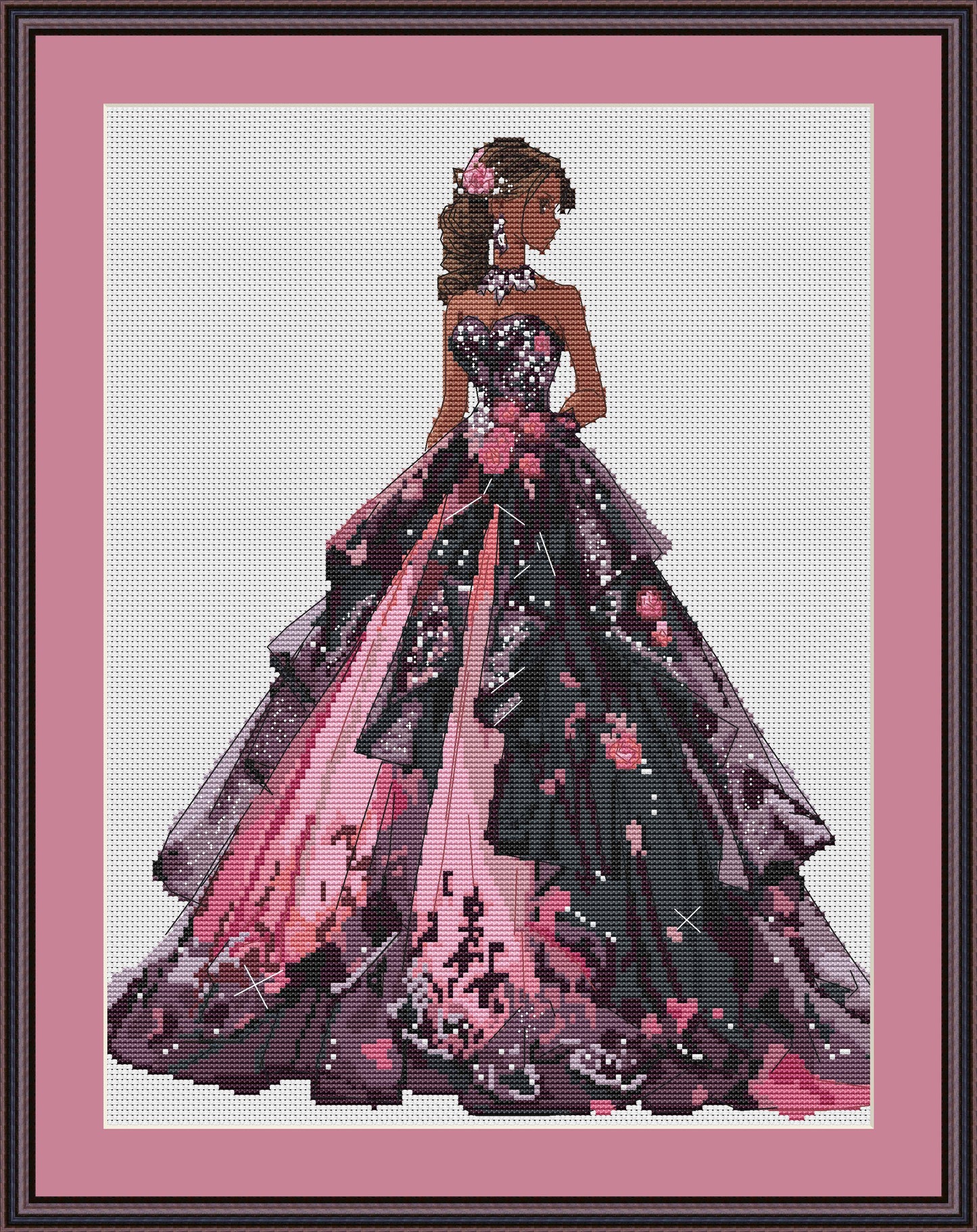 Ballroom Dress Cross Stitch Pattern Digital PDF Chart Art Design