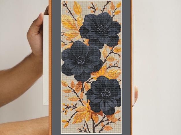 Cross Stitch Pattern Fantasy Flowers Digital PDF, XSD Chart Art Design