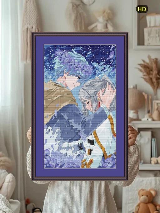 Anime Couple Cross Stitch Pattern F+H Digital PDF, XSD Chart  Manga Fan Art Design