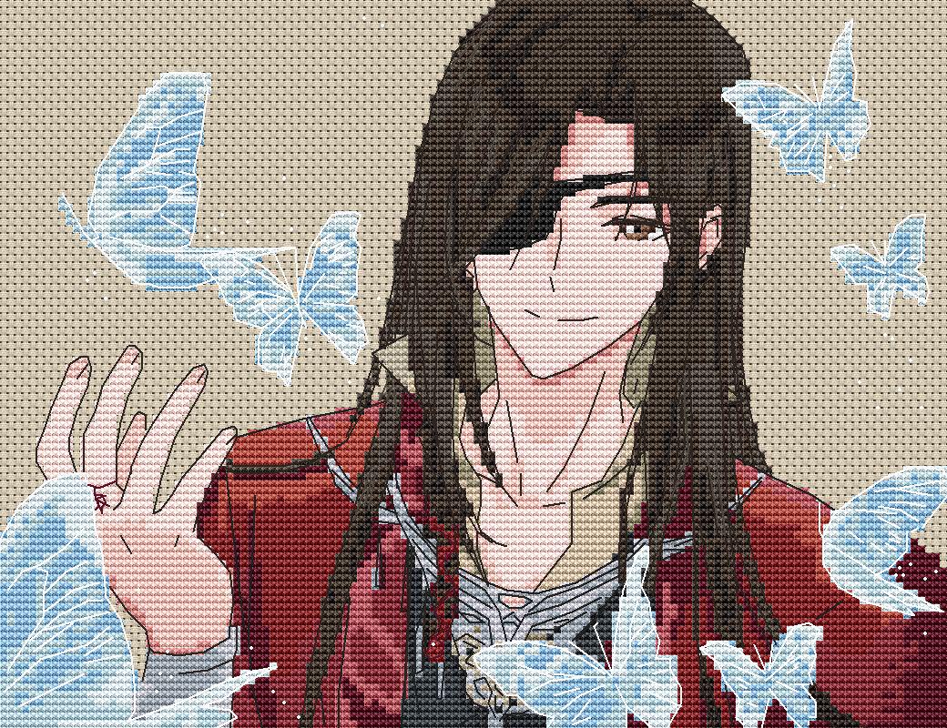 Anime Cross Stitch Pattern HOB Hua Cheng Digital PDF Chart Fan Art Design