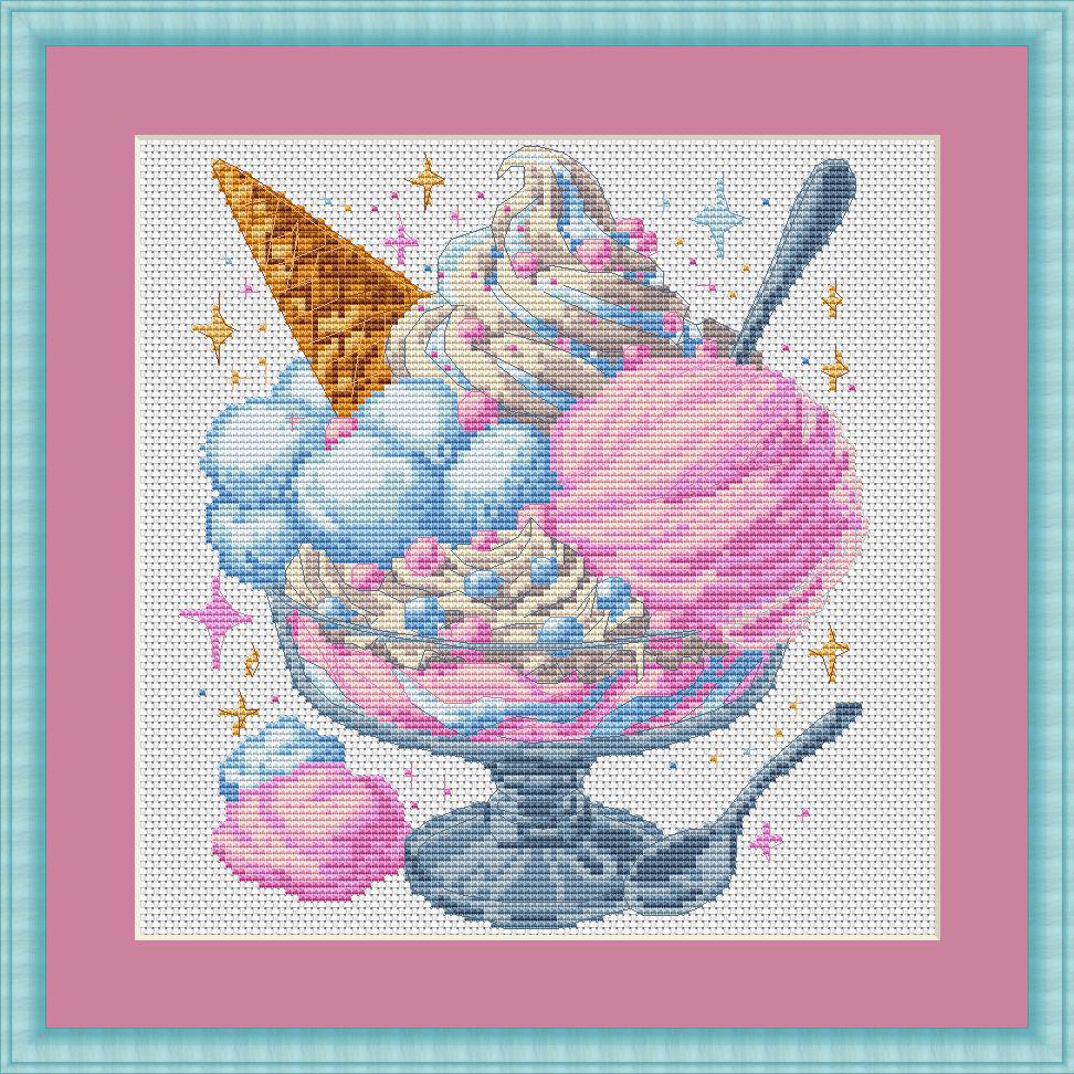Cross Stitch Pattern Ice cream bubble gum Digital PDF,XSD Chart Art Design