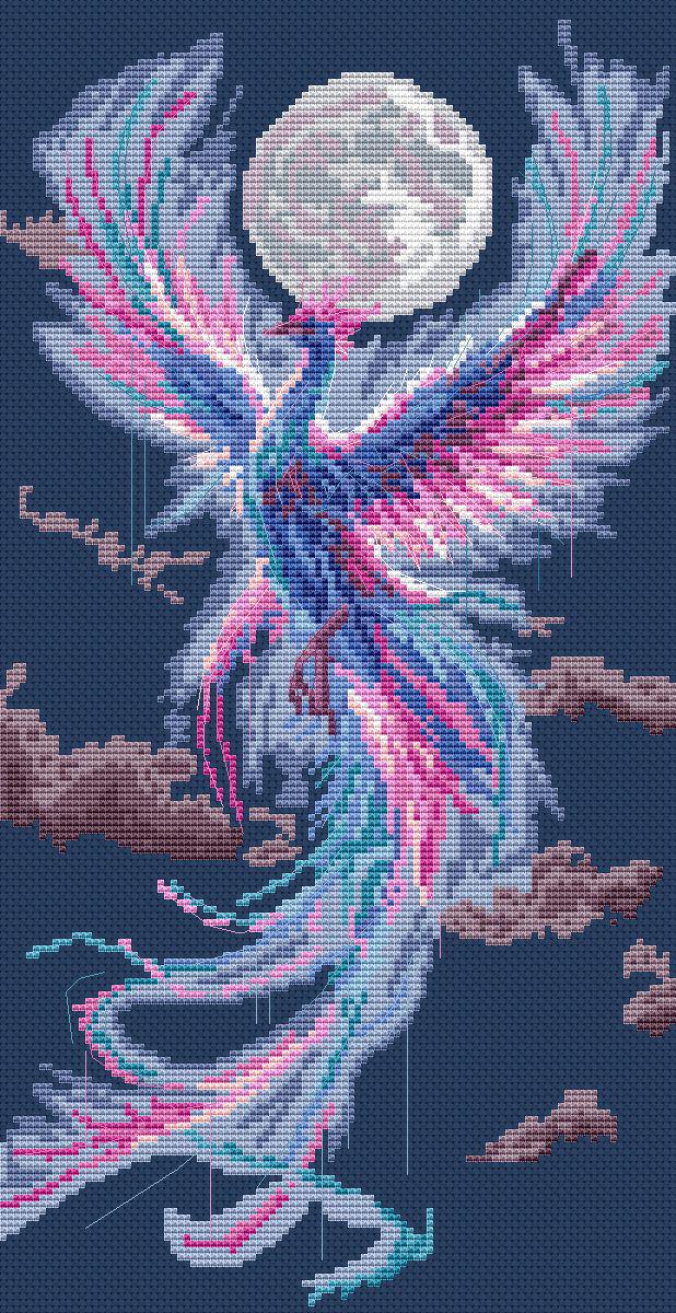 Cross Stitch Pattern Moon Fenix Digital PDF, XSD Chart Art Design