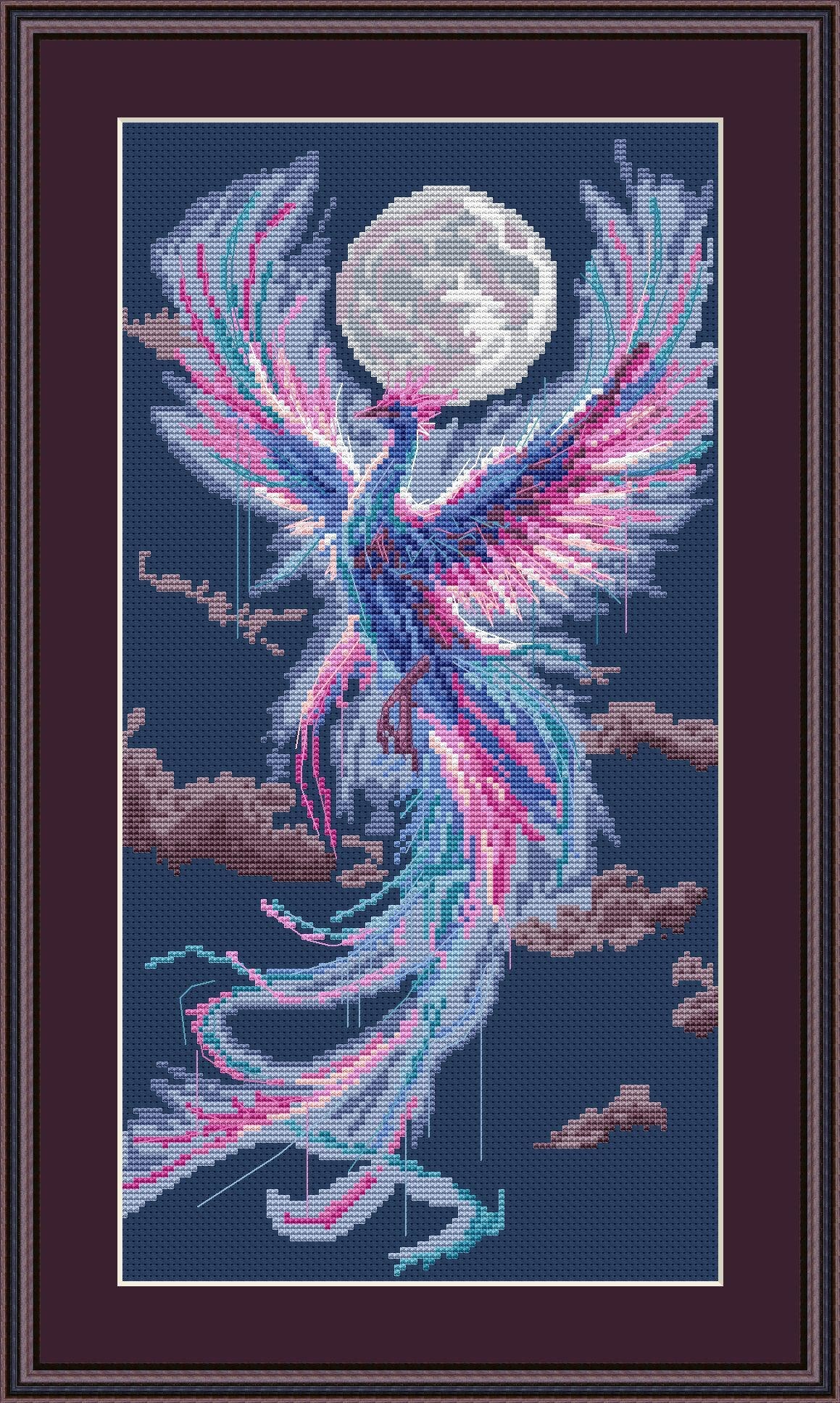 Cross Stitch Pattern Moon Fenix Digital PDF, XSD Chart Art Design