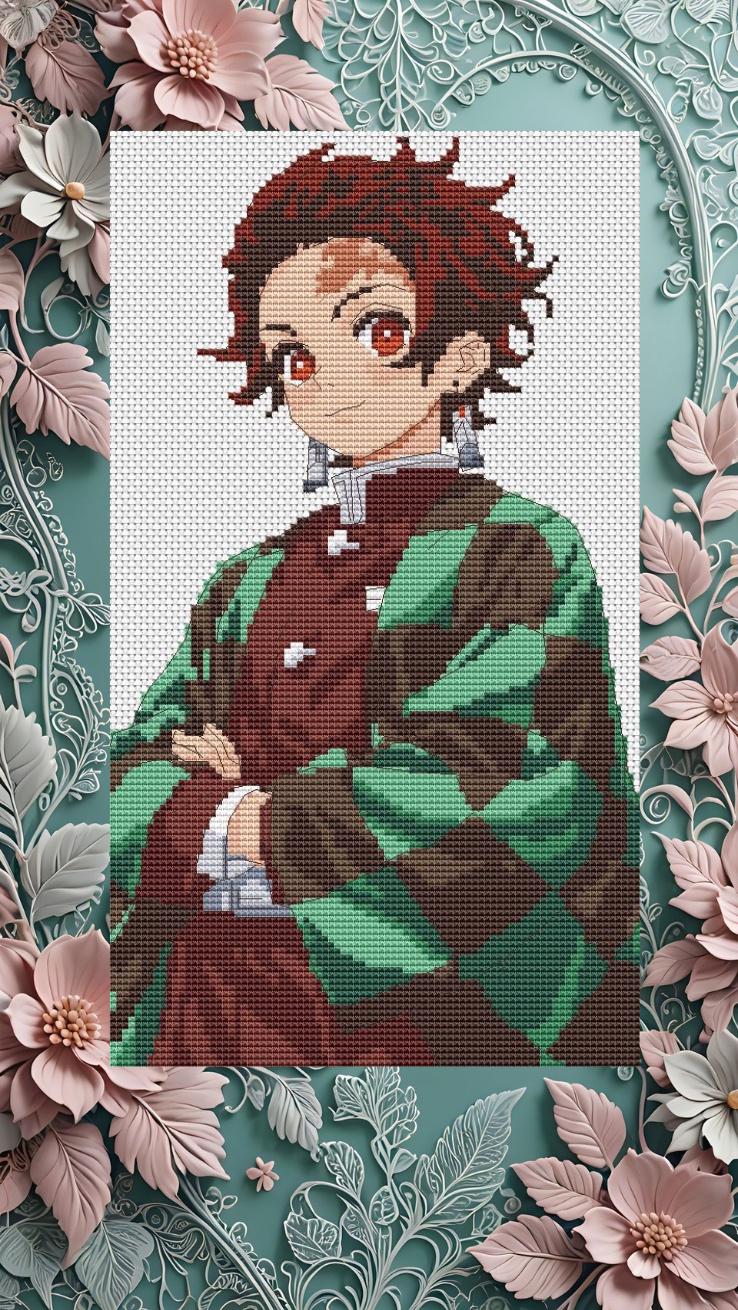 Anime Cross Stitch Pattern Tanjiro Digital PDF,XSD Chart Fan Art Design