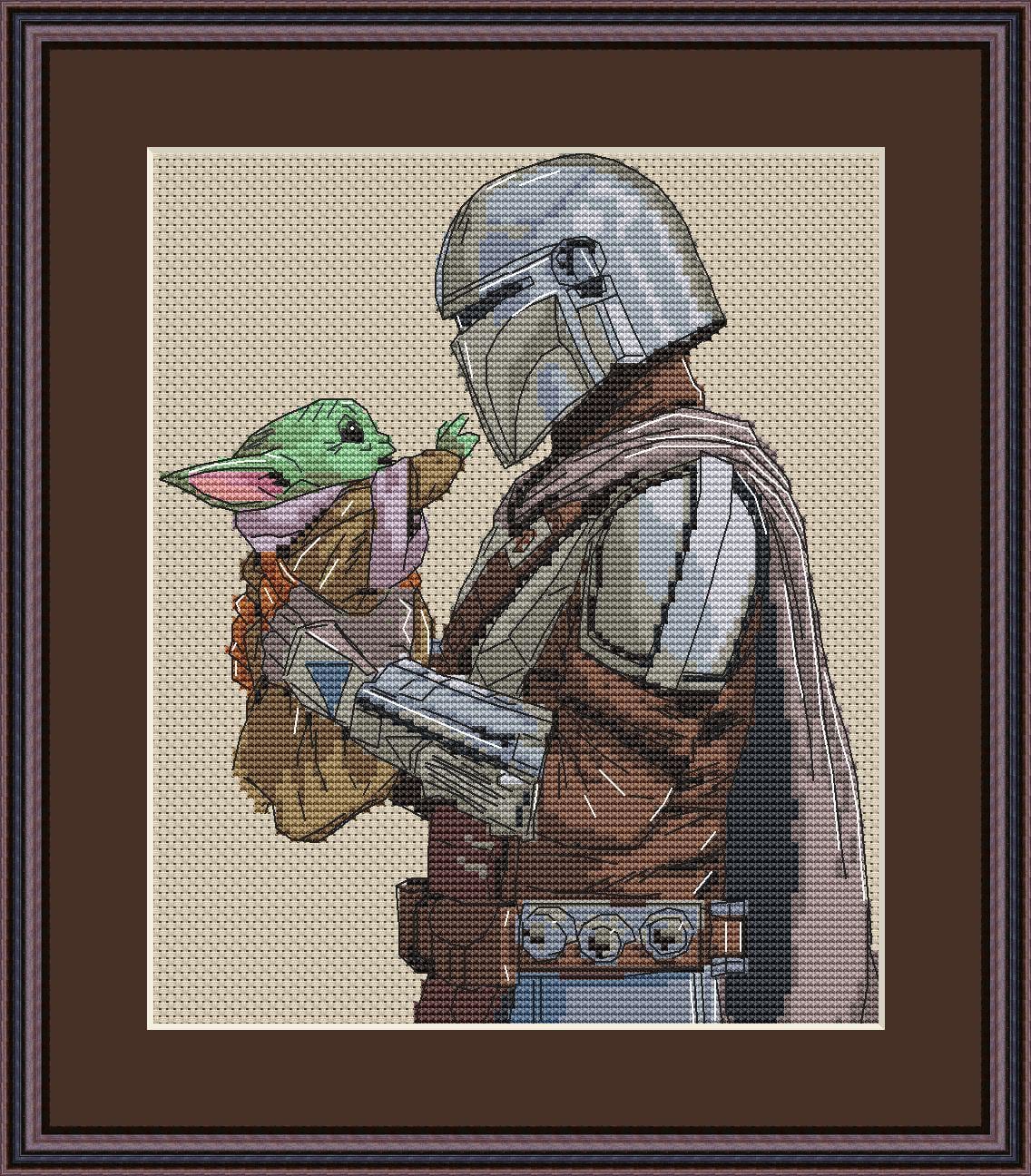 Cross Stitch Pattern Manda, Grogu Digital PDF Chart Fan Art Design