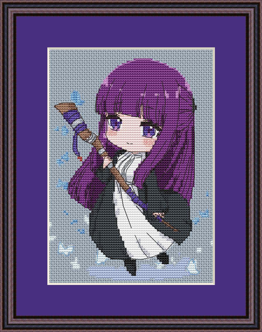 Anime Cross Stitch Pattern Fern Digital PDF Chart  Manga Fan Art