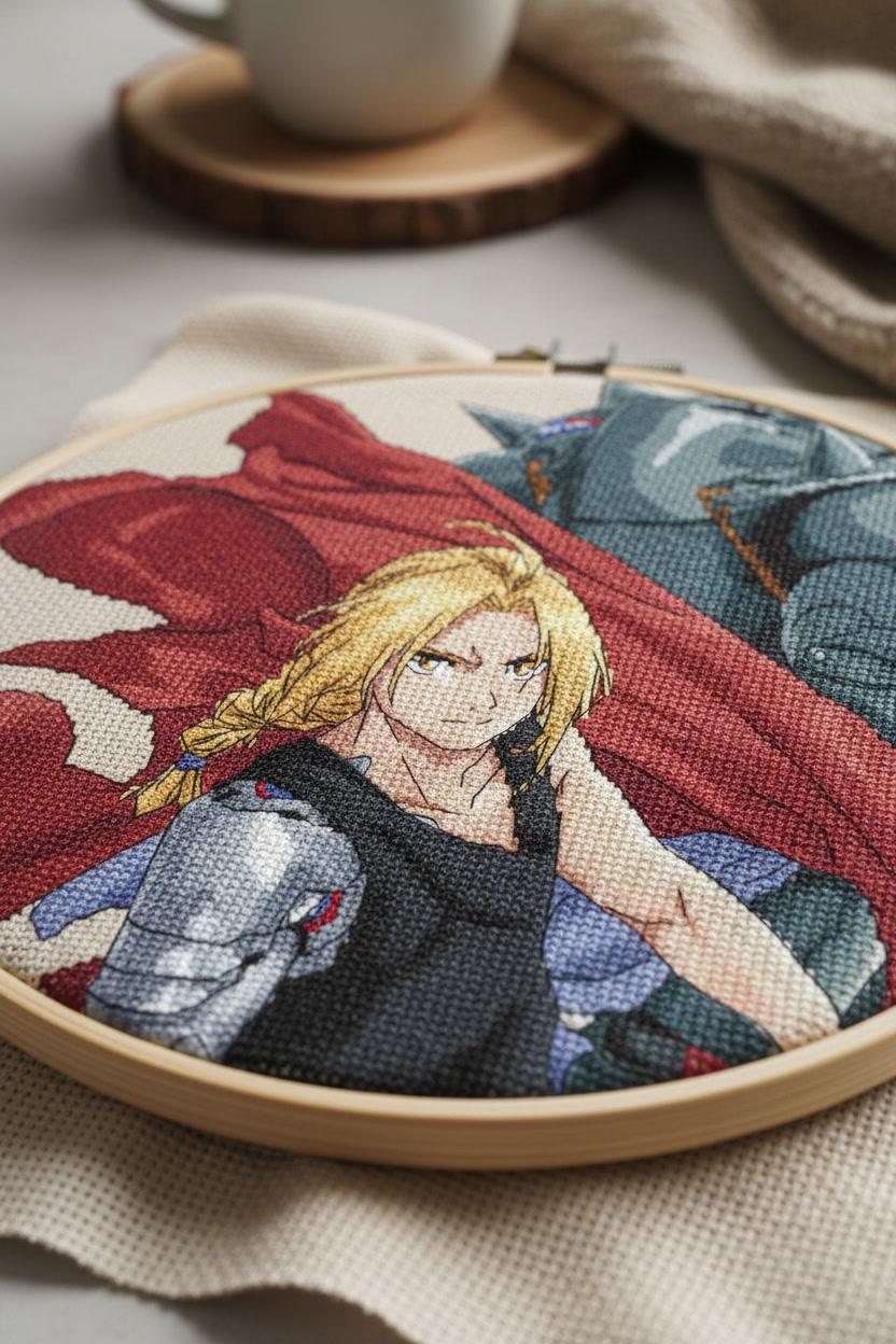 Anime Boys Cross Stitch Pattern Alphonse, Edward Digital PDF,XSD Chart Fan Art