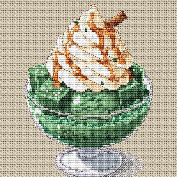 Cross Stitch Pattern Matcha Digital PDF, XSD Chart Art Design