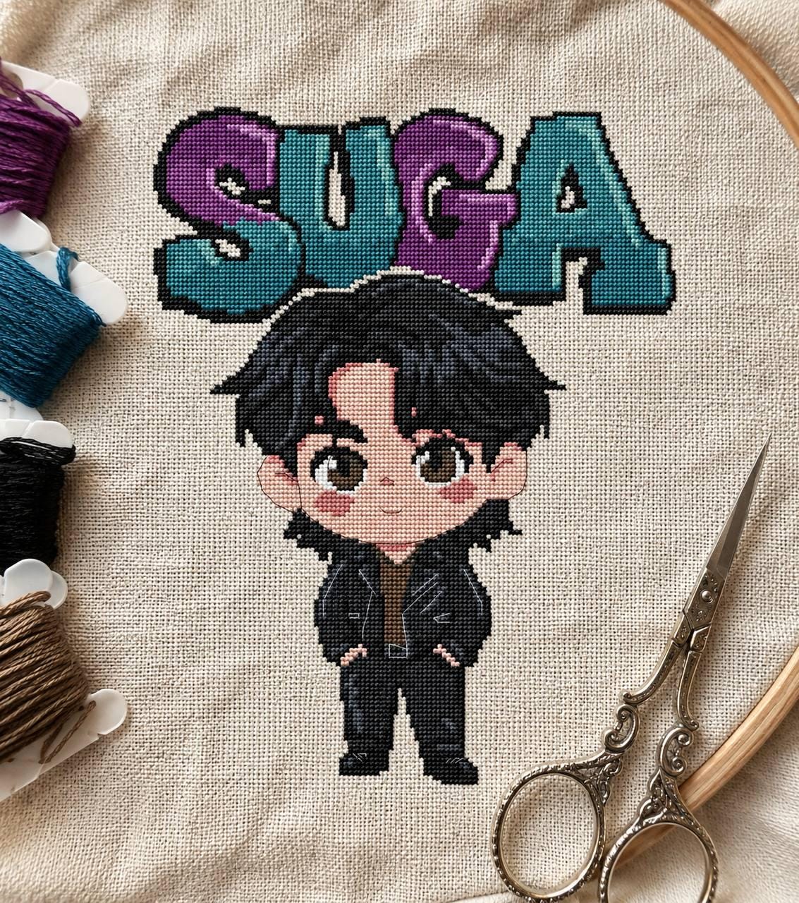 Cross Stitch Pattern Suga Digital PDF, XSD Chart Fan Art Design