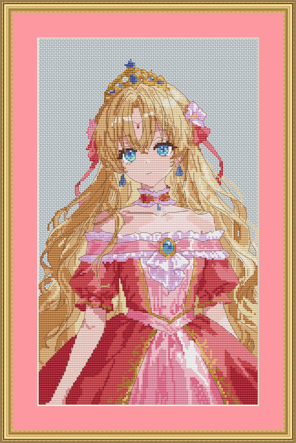 Cross Stitch Pattern princess Athanasia Digital PDF, XSD Chart Art Manhwa Design