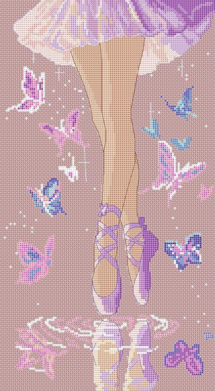 Cross Stitch Pattern Ballet Pointe Shoes Digital PDF, XSD Chart Art Design