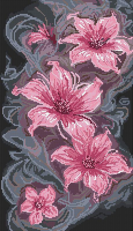 Cross Stitch Pattern Fantasy Flowers Digital PDF, XSD Chart Art Design