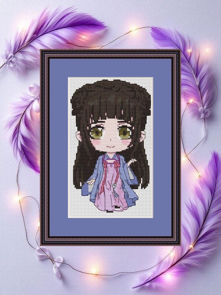 Anime Girl Yanli J Cross Stitch Pattern Digital PDF,XSD Chart Fan Art Design